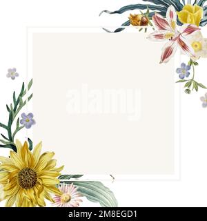 Spring botanical border vintage vector Stock Vector