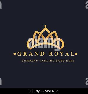 Crown Luxurious Royal Logo for Jewelry, Wedding, Hotel or Fashion Stock Vector