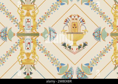 Egyptian vector ornamental seamless pattern background Stock Vector
