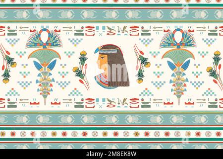 Vector Egyptian ornamental seamless pattern background Stock Vector
