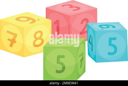 Kid toy cubes with numbers. Baby education blocks isolated on white background Stock Vector