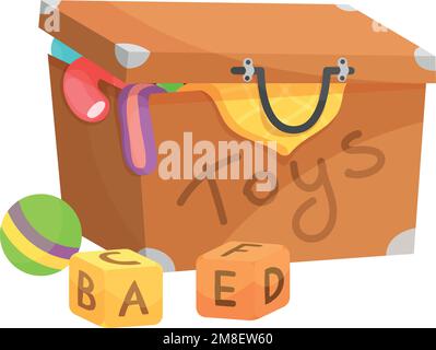 Toys box cartoon icon. Childhood container symbol isolated on white background Stock Vector