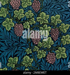 Vintage grapes and vines pattern vector Stock Vector