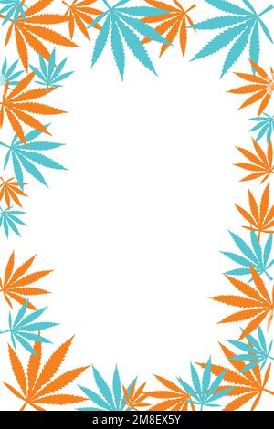 Green cannabis leafs frame with usable copy space in the middle Stock Vector