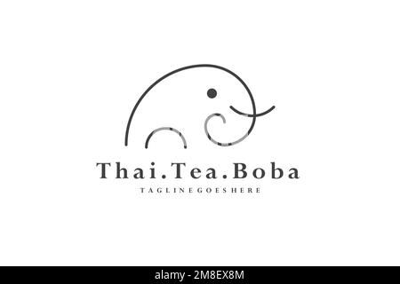 elephant mammoth vector logo line art illustration memory icon Stock Vector