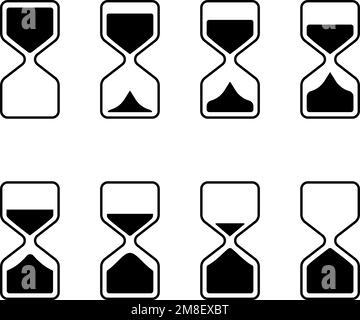 Hourglass icon set. Sandglass symbol for animation frames. Vector illustration Stock Vector