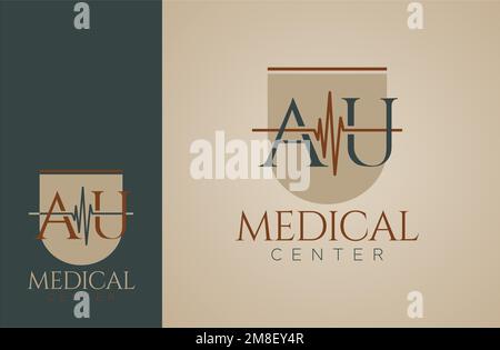 medical logo based on the initial letter AU Stock Vector