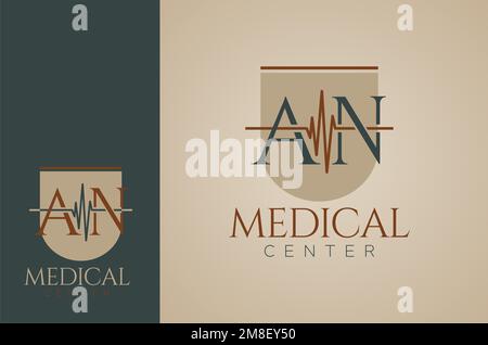 medical logo based on the initial letter AN Stock Vector