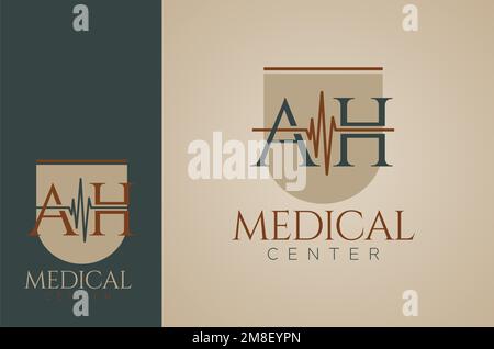 medical logo based on the initial letter AH Stock Vector