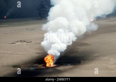 Oil well fires rage outside Kuwait City in the aftermath of the First ...