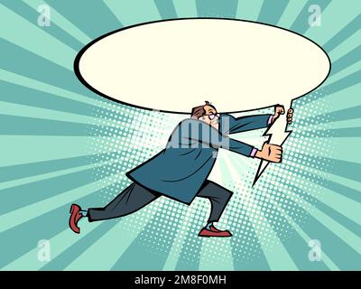 businessman with a comic bubble, conversation and communication in negotiations concept. Empty space template Stock Vector
