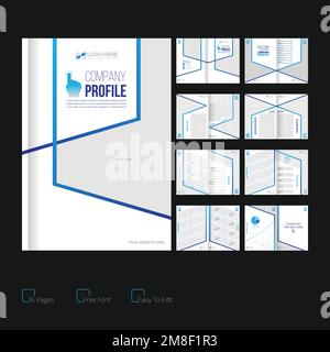cyan colored 16 pages vector stylish company profile design Stock Vector