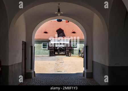 Stalls at the Unesco site, Landscape for Breeding and Training of Ceremonial Carriage Horses at Kladruby nad Labem, Czech Republic Stock Photo