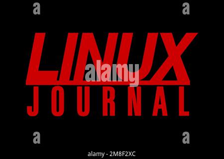 Linux Journal, Logo, Black background Stock Photo