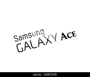 Samsung Galaxy Ace, Rotated Logo, White Background Stock Photo