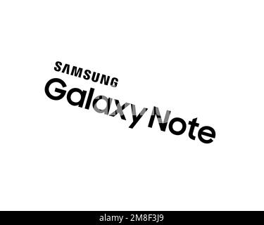 Samsung Galaxy Note series, rotated logo, white background B Stock Photo
