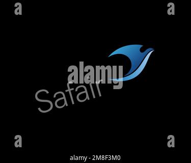 Safair, rotated logo, black background Stock Photo