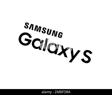 Samsung Galaxy S series, rotated logo, white background B Stock Photo