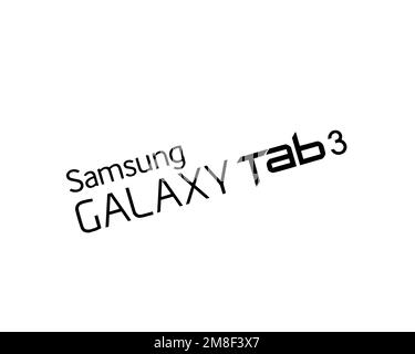 Samsung Galaxy Tab 3 Lite 7. 0, Rotated Logo, White Background Stock Photo