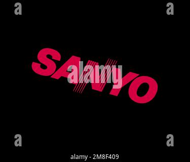 Sanyo, rotated logo, black background B Stock Photo