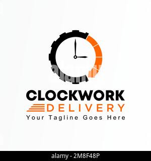 Simple arrow clock and gear (Clockwork) image graphic icon logo design abstract concept vector stock identity related to speed or timer Stock Vector