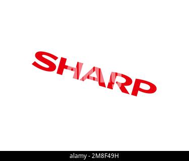 Sharp Corporation, rotated logo, white background B Stock Photo