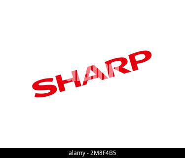 Sharp Corporation, rotated logo, white background Stock Photo