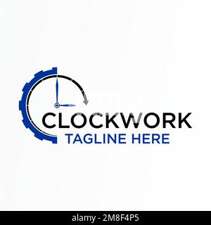 Simple arrow clock and gear (Clockwork) image graphic icon logo design abstract concept vector stock identity related to speed or timer Stock Vector