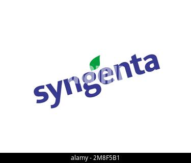 Syngenta, rotated logo, white background Stock Photo