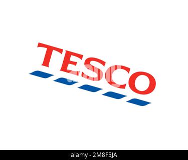 Tesco International operations, rotated logo, white background B Stock Photo
