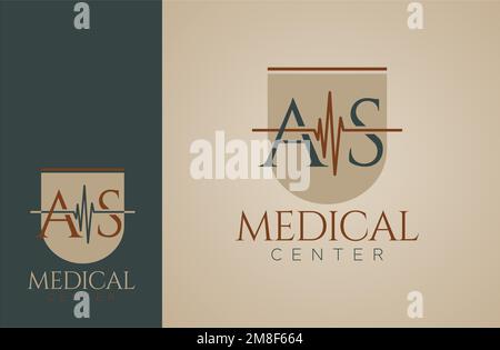 medical logo based on the initial letter AS Stock Vector