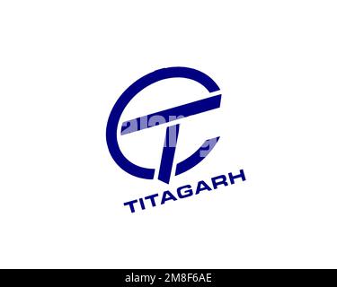 Titagarh Wagons, Rotated Logo, White Background Stock Photo