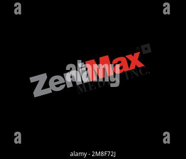 ZeniMax Media, rotated logo, black background Stock Photo