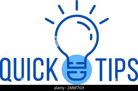 quick tips with blue thin line bulb Stock Vector