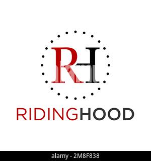unique Letter or word RH serif font with cutting in circle dot image graphic icon logo design abstract concept vector stock initial or brand Stock Vector