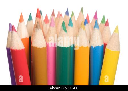 Different color pencils isolated on white Stock Photo