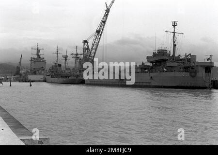 An LST (Landing Ship Tank) at Luzon, Philippine Islands, during landing ...