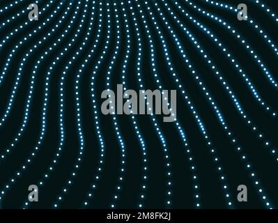 Array with Dynamic Particles. 3d Futuristic technology style. Abstract Background.  Texture. Glowing points. Vector Illustration. Stock Vector