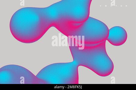 Abstract three-dimensional composition in dotwork style. Pointillism graphic. Dot stipple design. 3D vector illustration with dynamic effect. Template Stock Vector