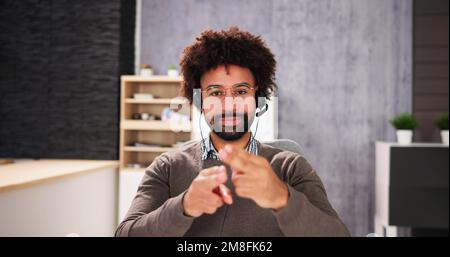 African American Deaf Man Using Sign Language Stock Photo