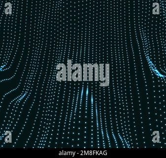 Array with Dynamic Particles. 3d Futuristic technology style. Abstract Background.  Texture. Glowing points. Vector Illustration. Stock Vector