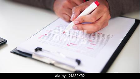 Book Script Edit And Paper Text Proofreading Stock Photo