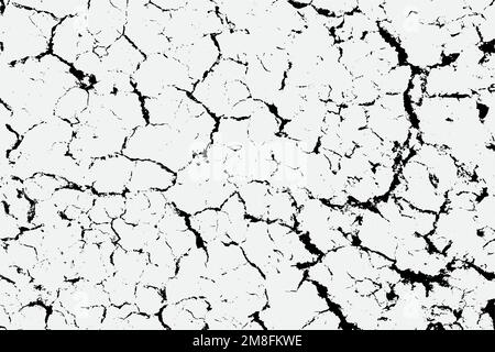 Texture of arid ground cracks and splashes of stains, black and white texture background EPS vector Stock Vector