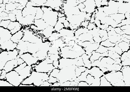 Texture of arid ground cracks and splashes of stains, black and white texture background EPS vector Stock Vector