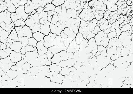 Texture of arid ground cracks and splashes of stains, black and white texture background EPS vector Stock Vector