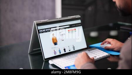 Online Ecommerce Shopping Website Or Store On Laptop Screen Stock Photo