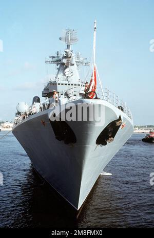 Soviet Slava class guided missile cruiser Marshal Ustinov underway ...