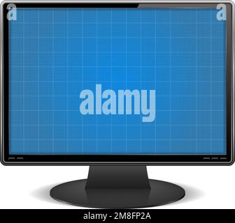 Graph paper on the screen of computer monitor, vector eps10 illustration Stock Vector
