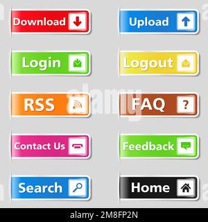 Set of web tabs, vector eps10 illustration Stock Vector