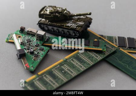 Concept: a new war is going on in the field of computer technology. Stock Photo